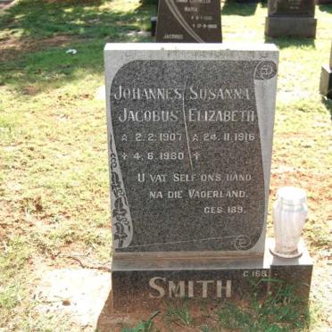 SMITH Johannes Jacobus 1907-1980 &amp; Susanna Elizabeth 1916-