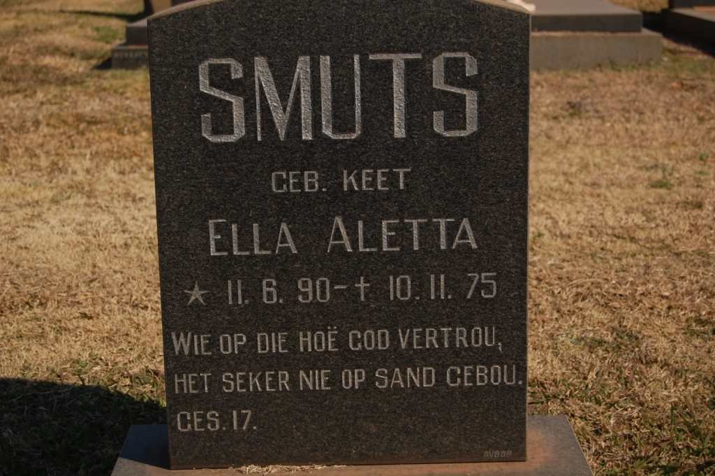 SMUTS Ella Aletta nee KEET 1890-1975