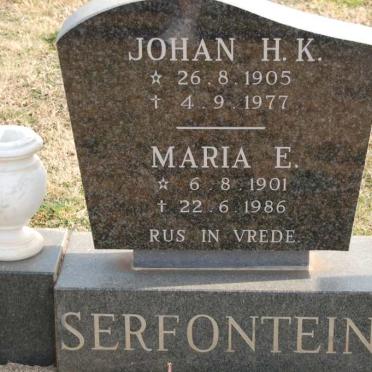 SERFONTEIN Johan H.K. 1905-1977 &amp; Maria E. 1901-1986