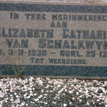 SCHALKWYK Elizabeth Catharina, van 1930-1960