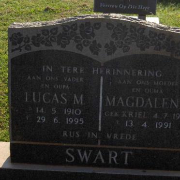 SWART Lucas M. 1910-1995 &amp; Magdalena KRIEL 1912-1991