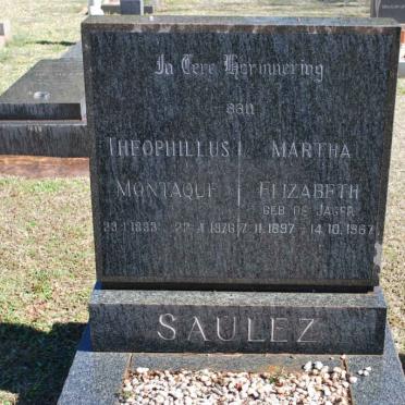 SAULEZ Theophillus Montaquf 1893-1976 &amp; Martha Elizabeth DE JAGER 1897-1967