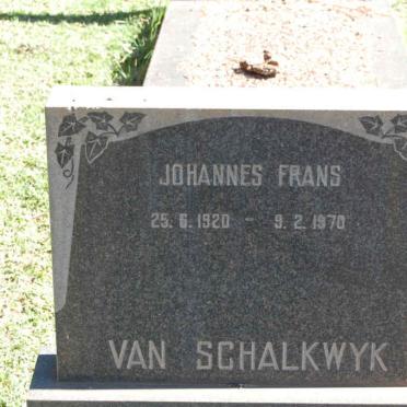 SCHALKWYK Johannes Frans, van 1920-1970