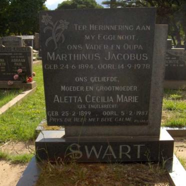 SWART Marthinus Jacobus 1894-1978 &amp; Aletta Cecilia Marie ENGELBRECHT 1899-1987