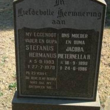 STEYN Stefanus Hermanus 1903-1978 &amp; Jacoba Pieternella H. 1898-1986