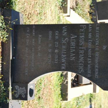 SCHALKWYK Petrus Francois Adriaan, van 1937-1970