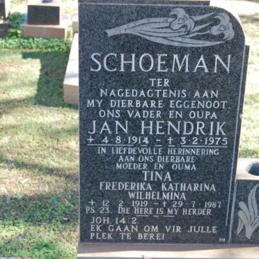 SCHOEMAN Jan Hendrik 1914-1975 &amp; Fredrika Katharina Wilhelmina 1919-1987