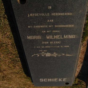 SCHIEKE Maria Wilhelmina nee VAN BLERK 1903-1990
