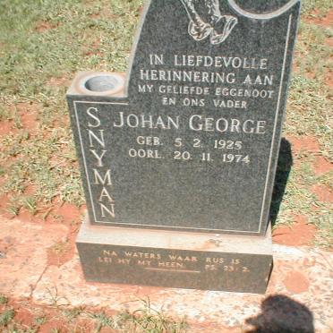 SNYMAN Johan George 1925-1974