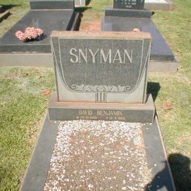 SNYMAN David Benjamin 1888-1962