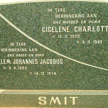 SMIT Willem Johannes Jacobus 1923-1974 &amp; Cicelene Charlotte 1923-1983
