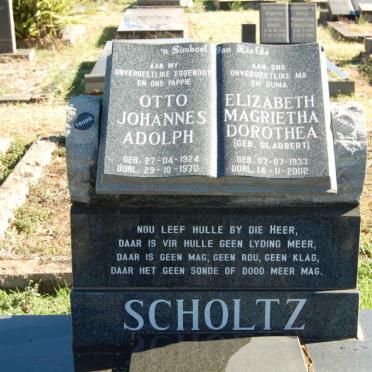 SCHOLTZ Otto Johannes Adolph 1924-1970 &amp; Elizabeth Magrietha Dorothea SLABBERT 1933-2002 