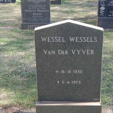VYVER Wessel Wessels, van der 1930-1975