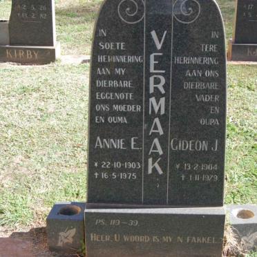 VERMAAK Gideon J. 1904-1979 &amp; Annie E. 1903-1975