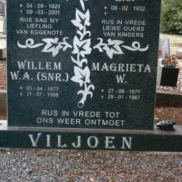 VILJOEN Willem W.A. 1877-1968 &amp; Magrieta W. 1877-1967 :: VILJOEN Willem W.A. 1920-2001 &amp; Susanna L.C. 1932-