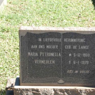 VERMEULEN Maria Petronella nee DE LANGE 1900-1970