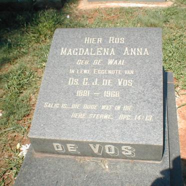 VOS Magdalena Anna, de geb. DE WAAL 1891-1968