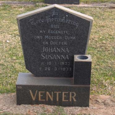 VENTER Johanna Susanna 1933-1977