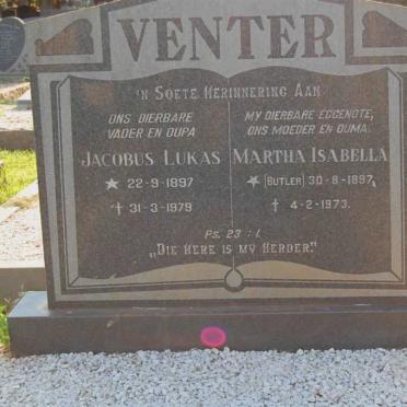 VENTER Jacobus Lukas 1897-1979 &amp; Martha Isabella BUTLER 1897-1973