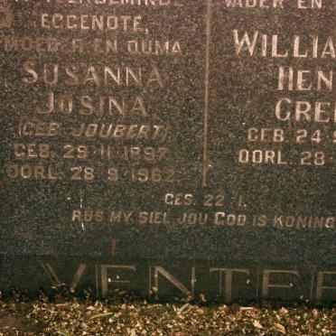 VENTER William Henry Greeff 1896-1980 &amp; Susanna Josina JOUBERT 1897-1962