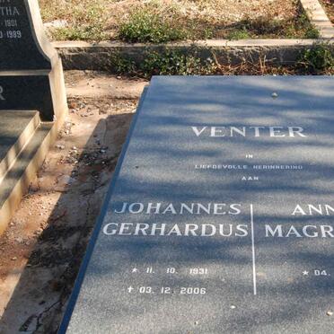 VENTER Johannes Gerhardus 1931-2006 &amp; Anna Magritha 1937-