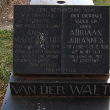 WALT Adriaan Johannes, van der 1912-1988 &amp; Anna Margaretha 1911-1979