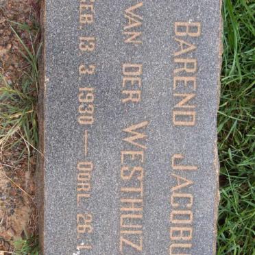 WESTHUIZEN Barend Jacobus, van der 1930-1969