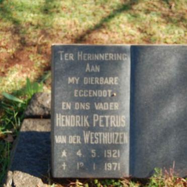 WESTHUIZEN Hendrik Petrus, van der 1921-1971