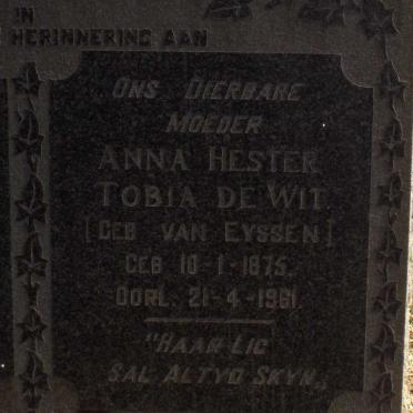 WIT Anna Hester Tobia, de nee  VAN EYSSEN 1875-1961