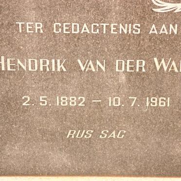 WALT Hendrik, van der 1882-1961