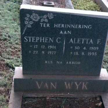 WYK Stephen C., van 1901-1977 &amp; Aletta F. 1909-1995