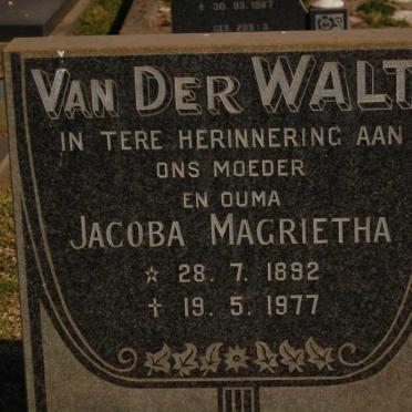 WALT Jacoba Magrietha , van der 1892-1977