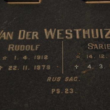 WESTHUIZEN Rudolf, van der 1912-1978 &amp; Sarie 1916-2007