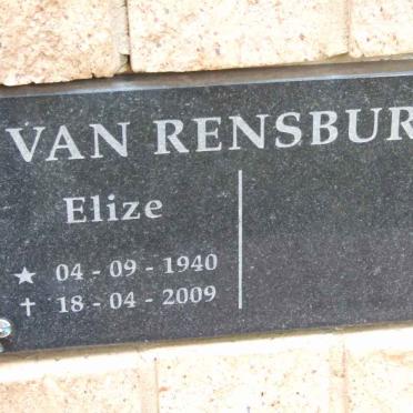 RENSBURG Eliza, van 1940-2009