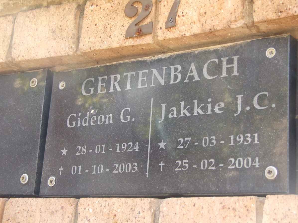 GERTENBACH Gideon G. 1924-2003 &amp; J.C. 1931-2004