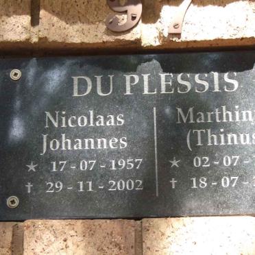 PLESSIS Nicolaas Johannes, du 1957-2002 :: DU PLESSIS Marthinus 1926-2003