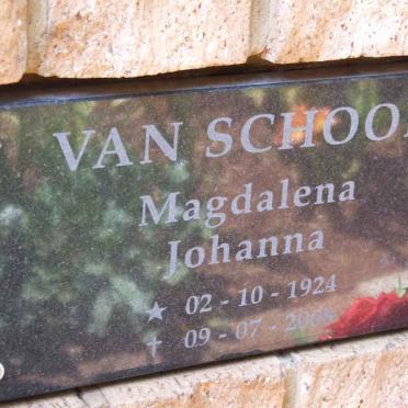 SCHOOR Magdalena Johanna, van 1924-2008