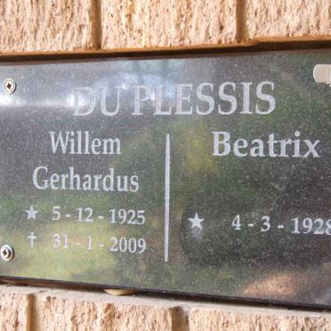 PLESSIS Willem Gerhardus, du 1925-2009 &amp; Beatrix 1928-