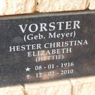 VORSTER Hester Christina Elizabeth nee MEYER 1916-2010