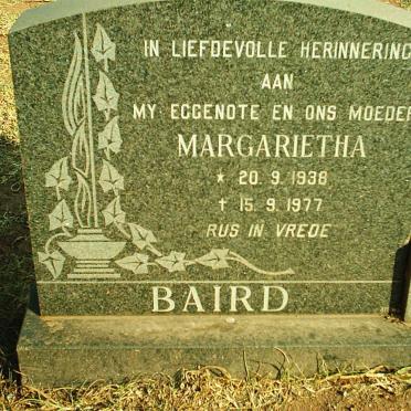 BAIRD Margarietha 1938-1977