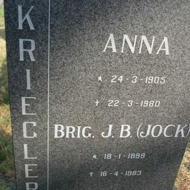 KRIEGLER J.B. 1898-1983 &amp; Anna 1905-1980