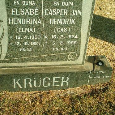 KRUGER Casper Jan Hendrik 1924-1999 &amp; Elsabe Hendrina 1933-1987