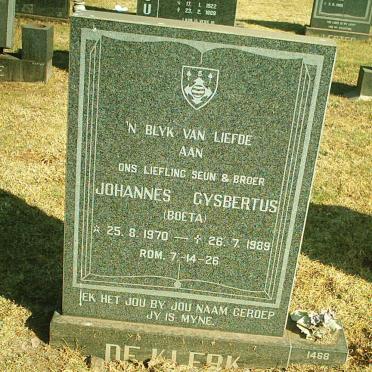 KLERK Johannes Gysbertus, de 1970-1989