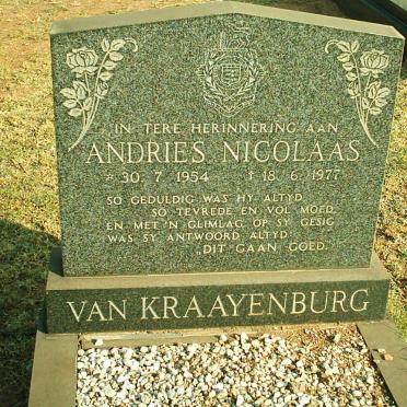 KRAAYENBURG Andries Nicolaas, van 1954-1977