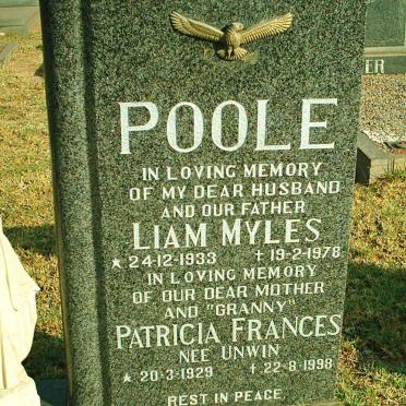 POOLE Liam Myles 1933-1978 &amp; Patricia Frances UNWIN 1929-1998