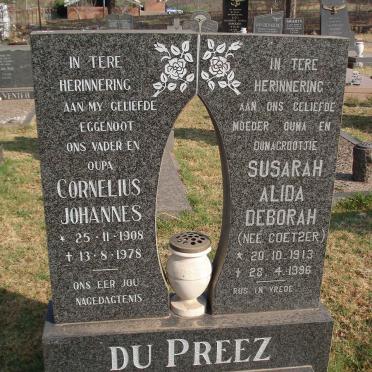 PREEZ Cornelius Johannes, du 1908-1978 &amp; Susarah Alida Deborah COETZER 1913-1996