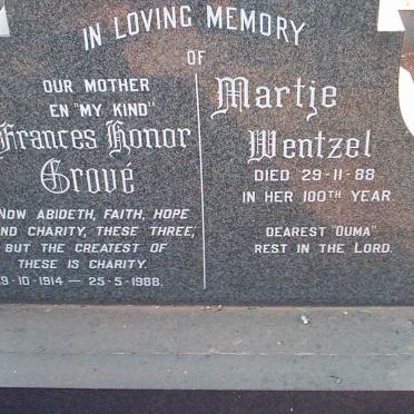 WENTZEL Marttje -1988 :: GROVÉ Frances Honor 1914-1988