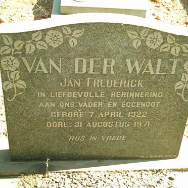 WALT Jan Frederick, van der 1922-1971
