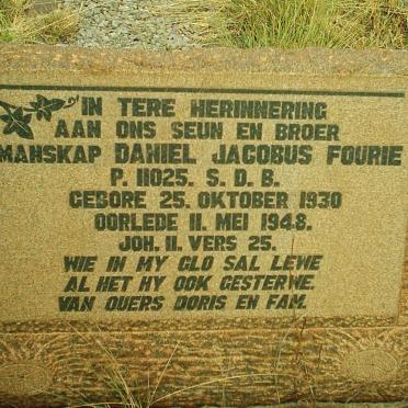 FOURIE Daniel Jacobus 1930-1948