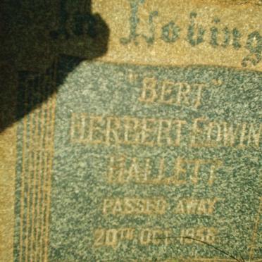 HALLETT Herbert Edwin -1956